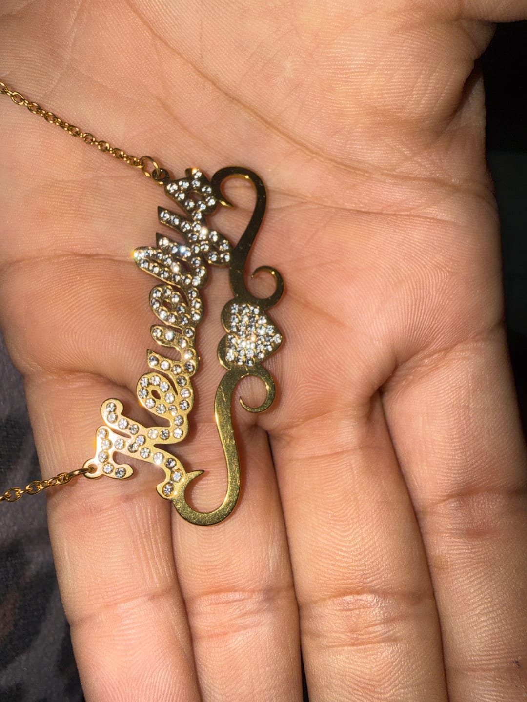Customer photo review of Ice out Personalized Single Name Nameplate Necklace