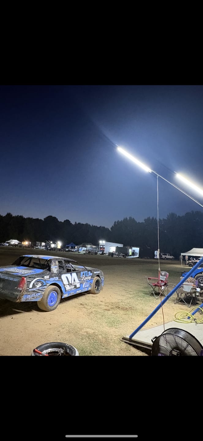 Customer photo review of Racing Trailer Pit Lights – Dual 10 Foot Poles - 20,000 Lumens
