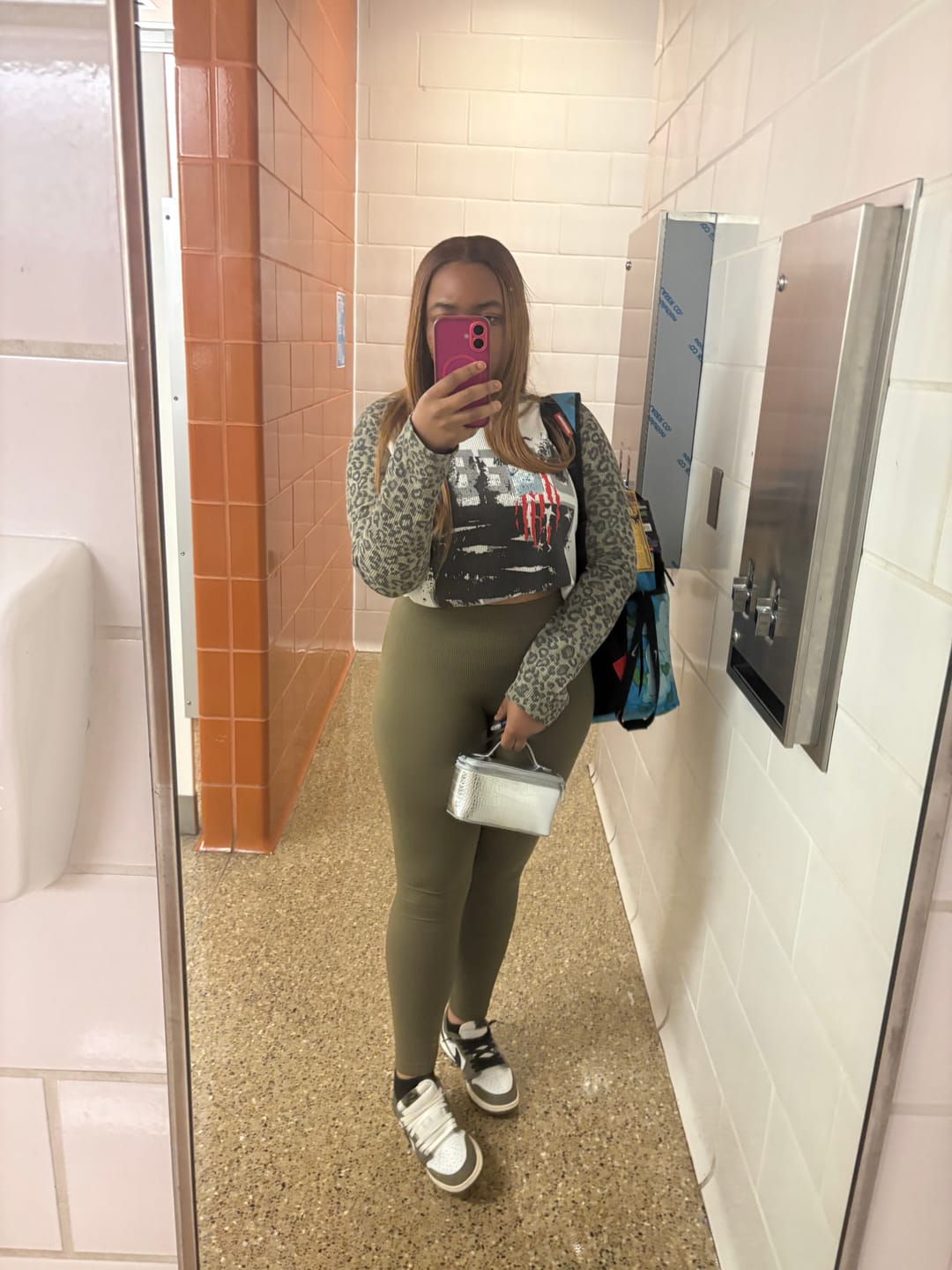 Customer photo review of Leopard Graffiti Waffle Long Sleeve Tee