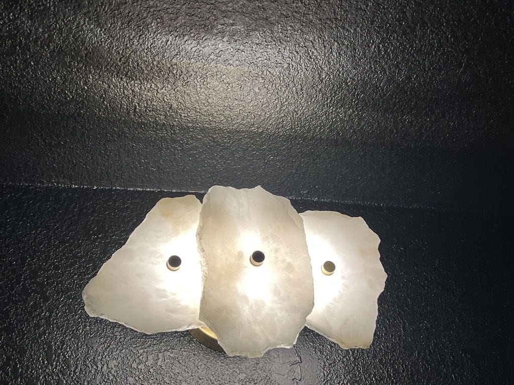 Customer photo review of Petra Wall Sconce, Genuine Alabaster Shade, Gold Finish, Integrated LED