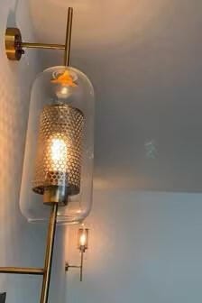 Customer photo review of Wall Light, Chiswick Glass Globe, Copper Silver Black, E27