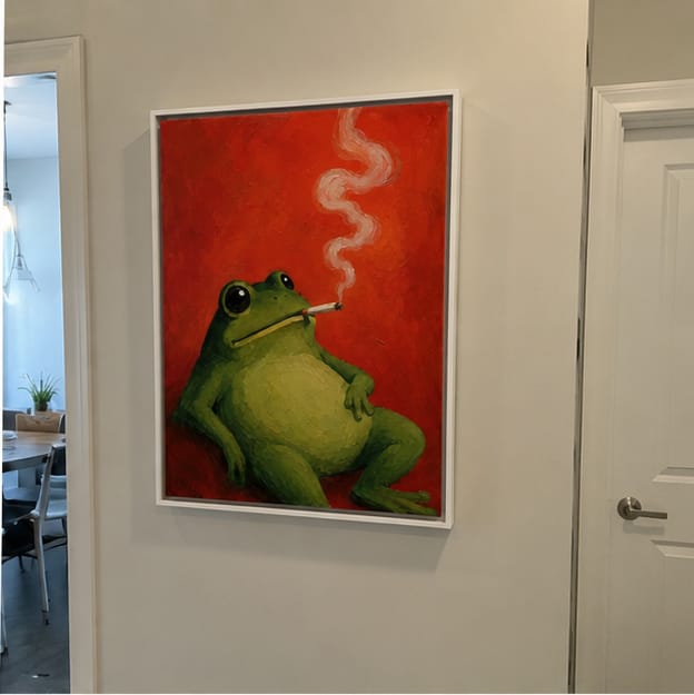 Customer photo review of Funny Frog Canvas Wall Art