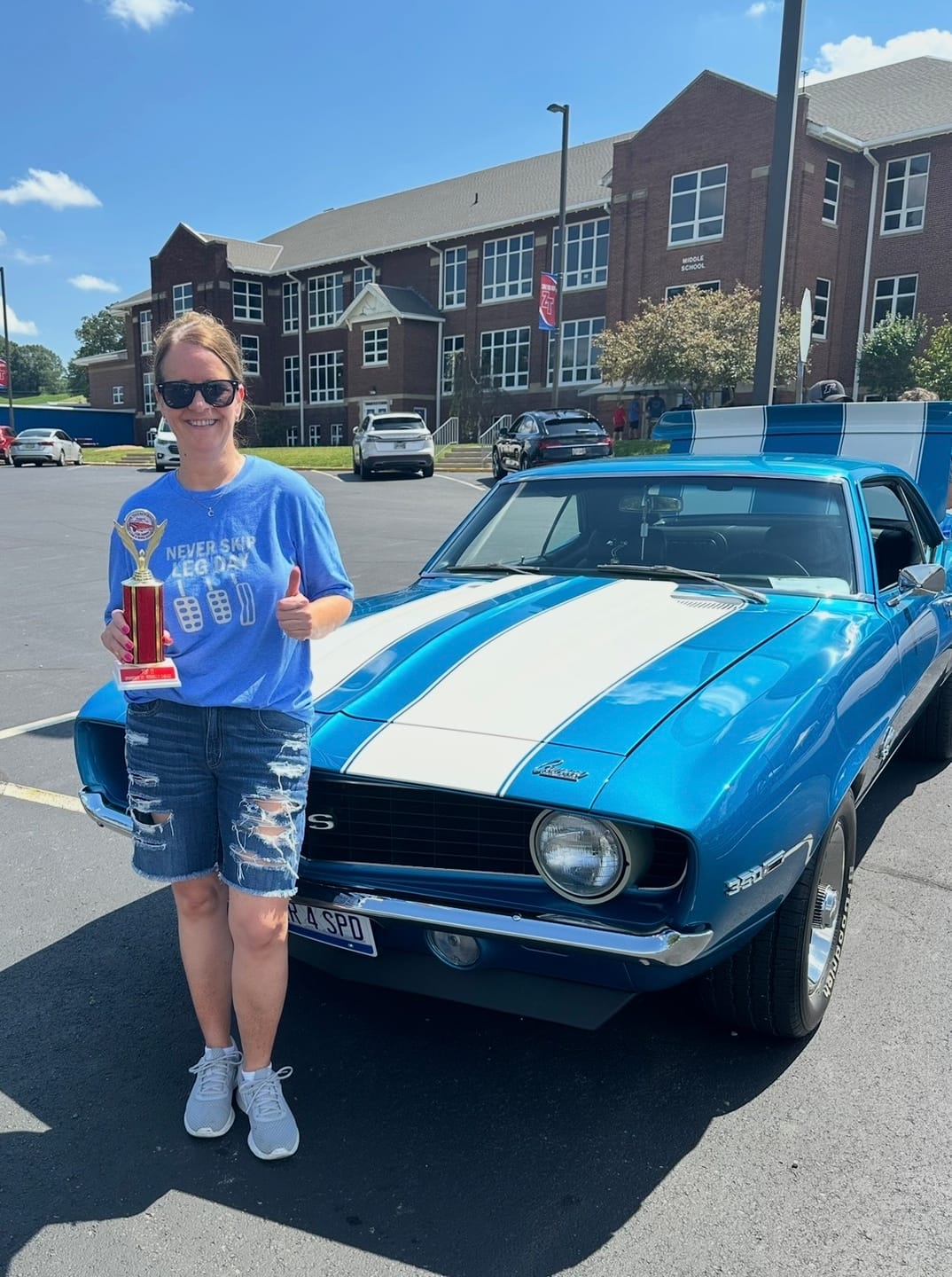 Customer photo review of Never Skip Leg Day T-Shirt