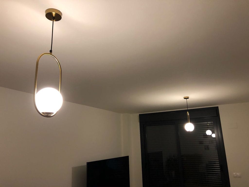 Customer photo review of Mila Pendant Light, White Glass Globe, Brass, Black or Silver, E27