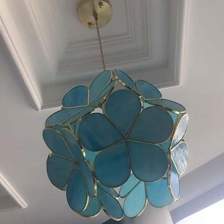 Customer photo review of Glass Petal Pendant Light, Handblown Shade, Brass Fitting, E26/E27