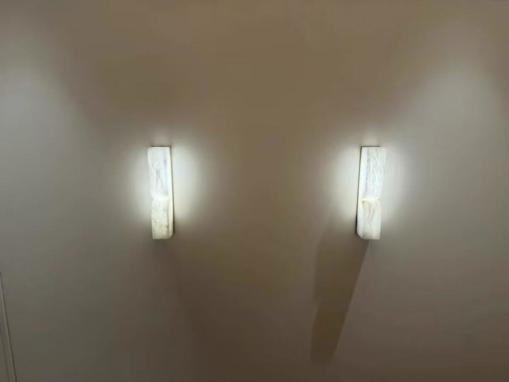 Customer photo review of Wall Sconce, Solid Carved Alabaster, Integrated LED, Dimmable