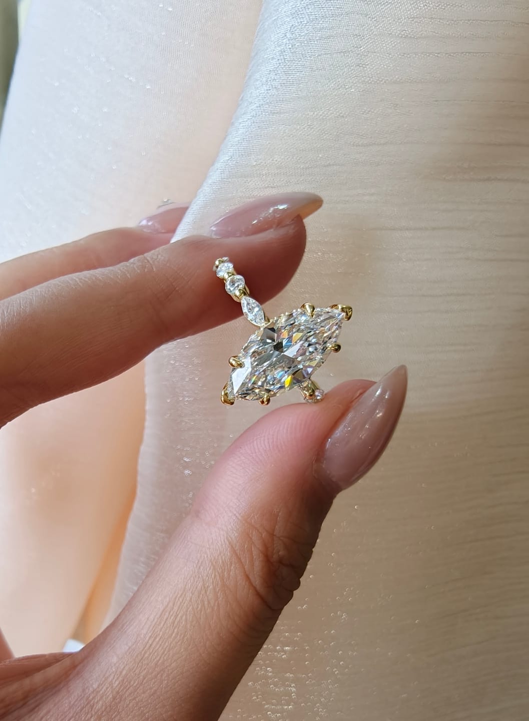 Customer photo review of S925 3.0Ct Marquise Cut Engagement Ring Travel Ring Everyday Wearable Ring In Sterling Silver