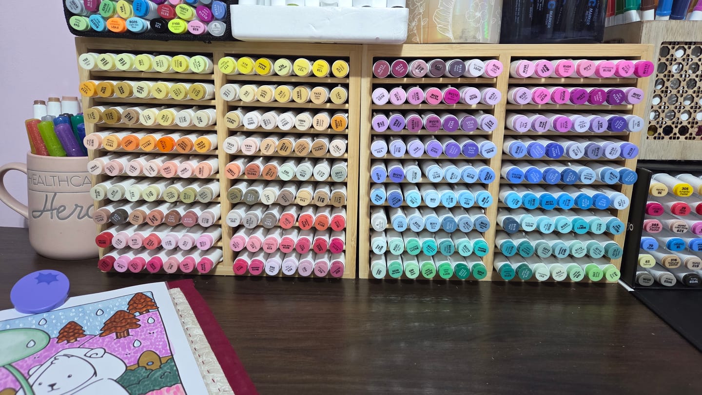 Customer photo review of Ohuhu - Organizador Bambú para 126 Marcadores