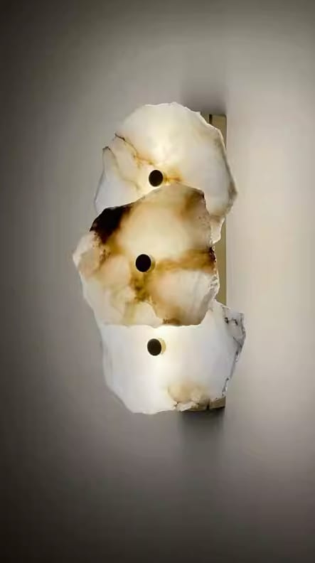 Customer photo review of Petra Wall Sconce, Genuine Alabaster Shade, Gold Finish, Integrated LED