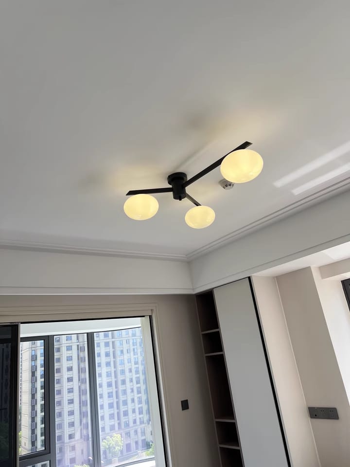 Customer photo review of Ceiling Light, Jasper Brass Sputnik, White Glass Oval Shades, G9, Low Profile