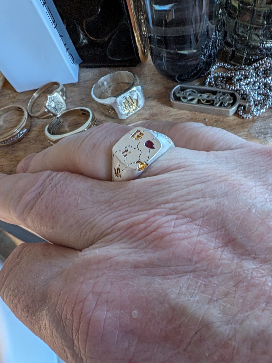 Customer photo review of Gold Inlay • Ruby • Signet - DEAD RECKONING