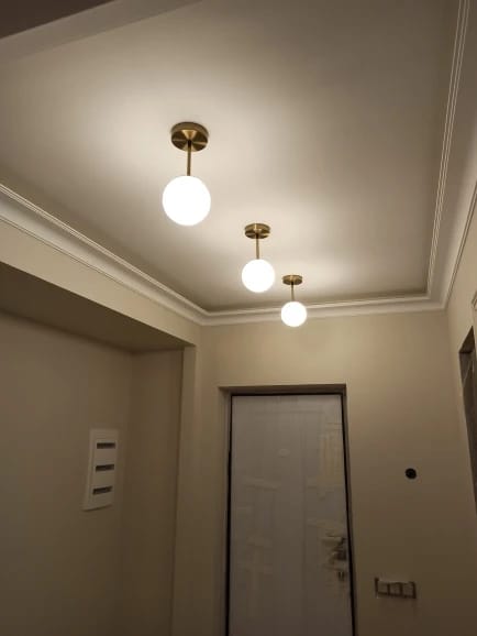 Customer photo review of Mila Pendant Light, White Glass Globe, Brass, Black or Silver, E27