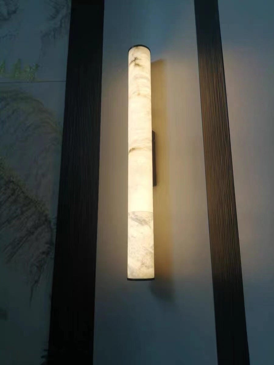 Customer photo review of Callisto Wall Sconce, Natural Alabaster Shade, Brass or Black, Integrated LED