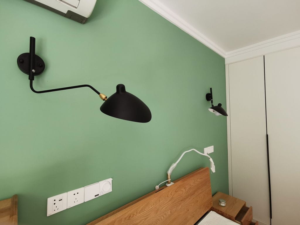 Customer photo review of Wall Sconce, Spider Long-Arm, Rotating Shade, Metal and Brass, E26 / E27