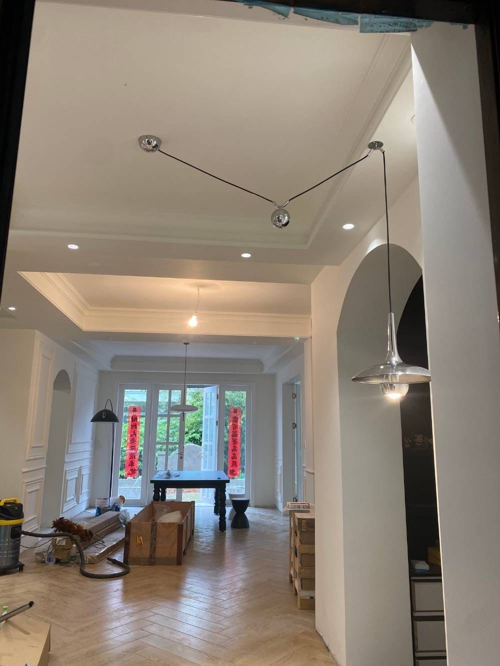 Customer photo review of Onos Pendant Light, Metal Globe Shade, Chrome or Gold, E26/E27, Adjustable