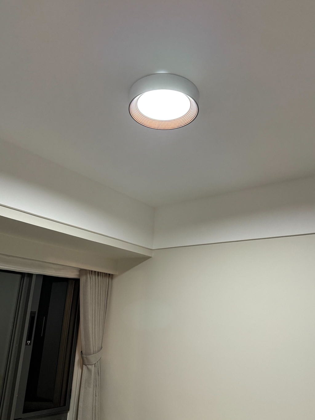 Customer photo review of Oreen Flush Mount Ceiling Light, Wood-Tone Frame, Acrylic, LED, Dimmable