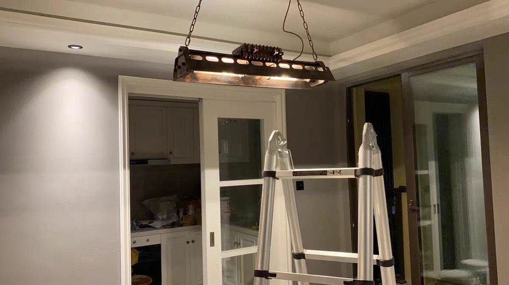 Customer photo review of Chandelier, Rust Iron Industrial Steampunk, E27 Edison Sockets, Hardwired