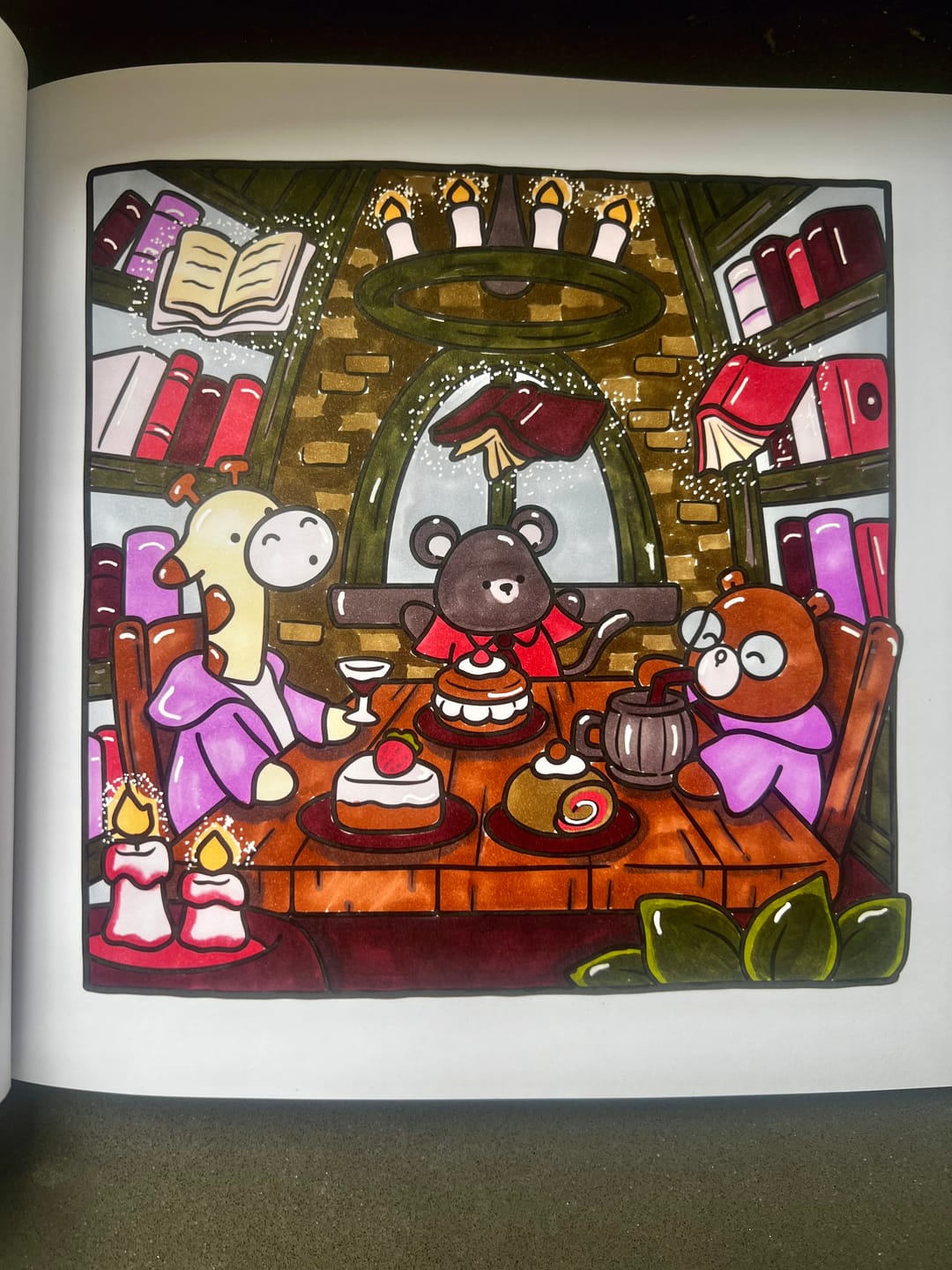Customer photo review of Ohuhu x Jade Summer Alcohol Markers & Coloring Book Set, 47 Colors + 1 Colorless Blender, Honolulu B, Brush & Fine Dual Tips
