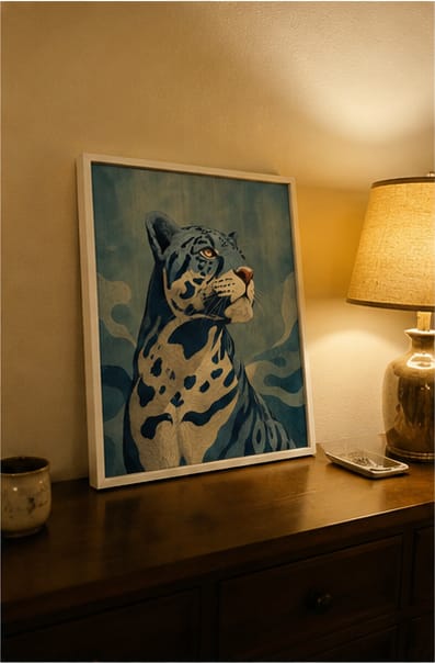 Customer photo review of Blue Leopard Canvas Wall Art