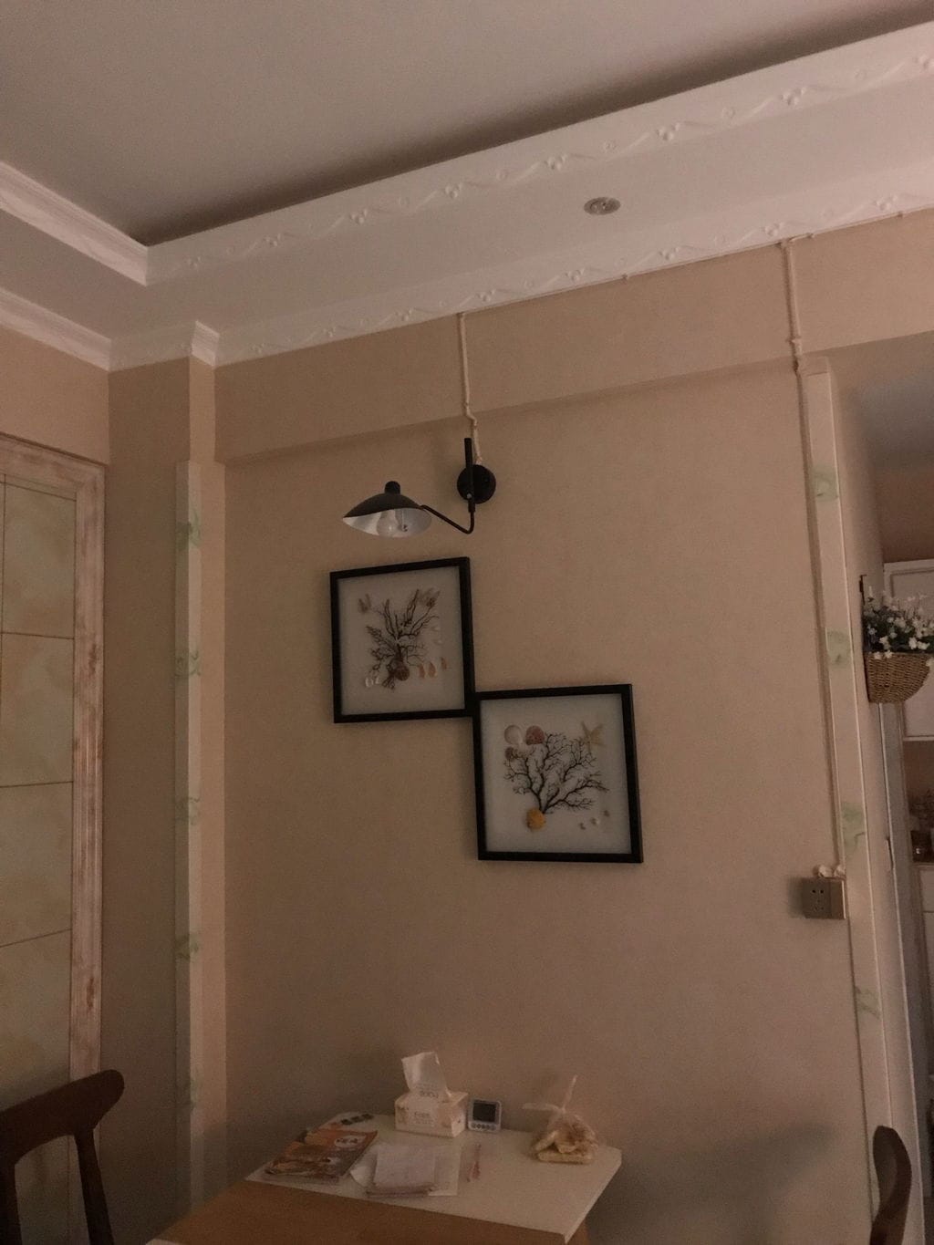Customer photo review of Wall Sconce, Spider Long-Arm, Rotating Shade, Metal and Brass, E26 / E27