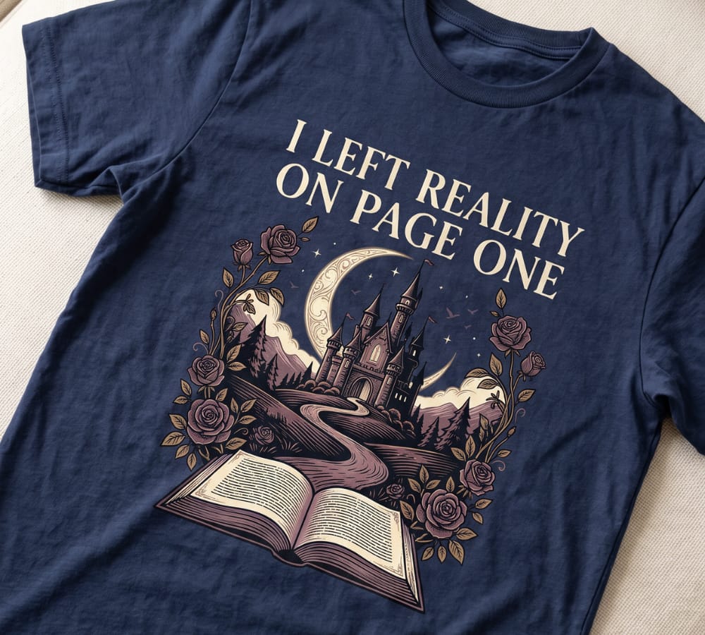 Customer photo review of I Left Reality On Page One T- Shirt