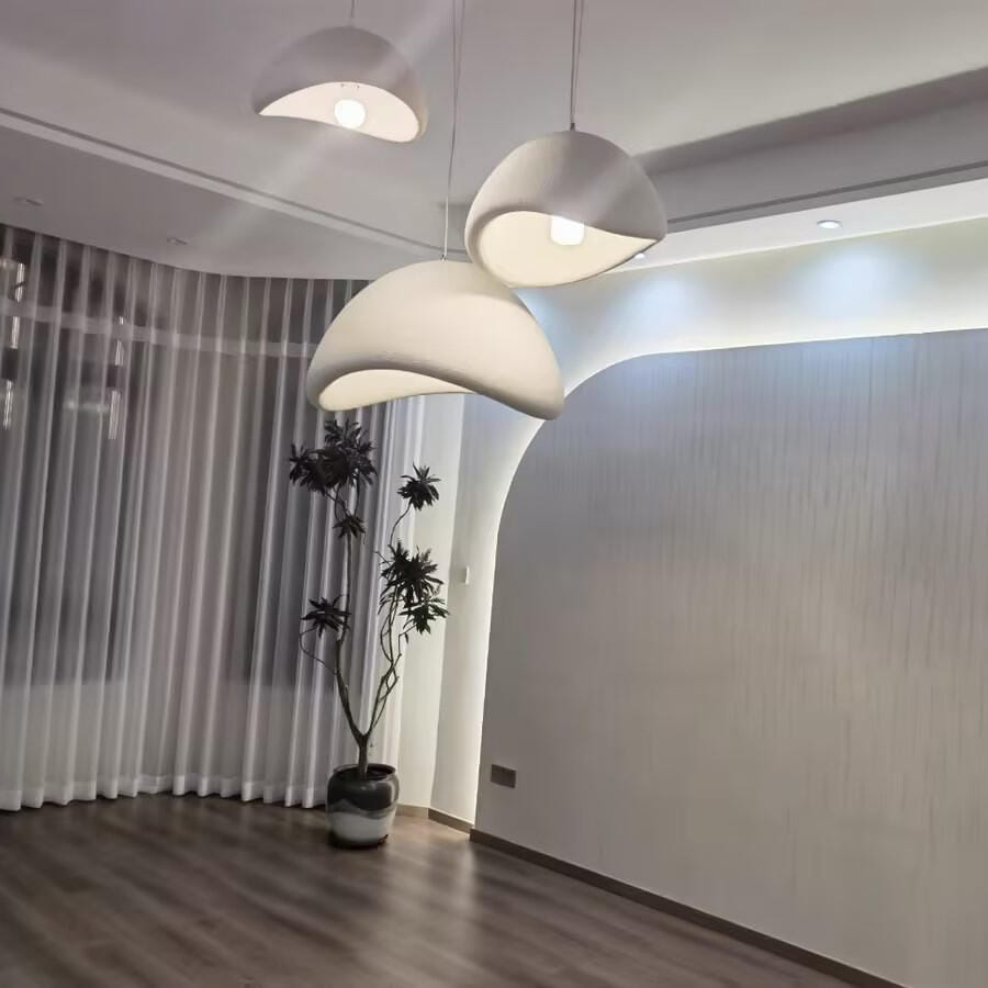 Customer photo review of Pendant Light Selene Halia, Moon-Inspired Dome Shade, E26, Grey or White