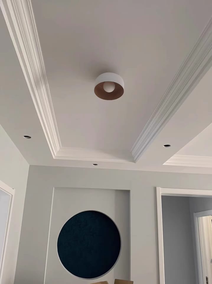 Customer photo review of Ceiling Light, White Glass Globe, Wood Grain, G9 Hardwired