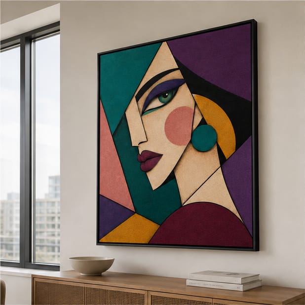 Customer photo review of Abstract Geometric Woman Canvas Wall Art