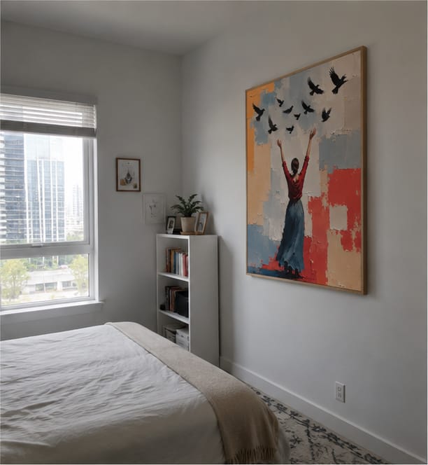 Customer photo review of Woman and Birds Canvas Wall Art