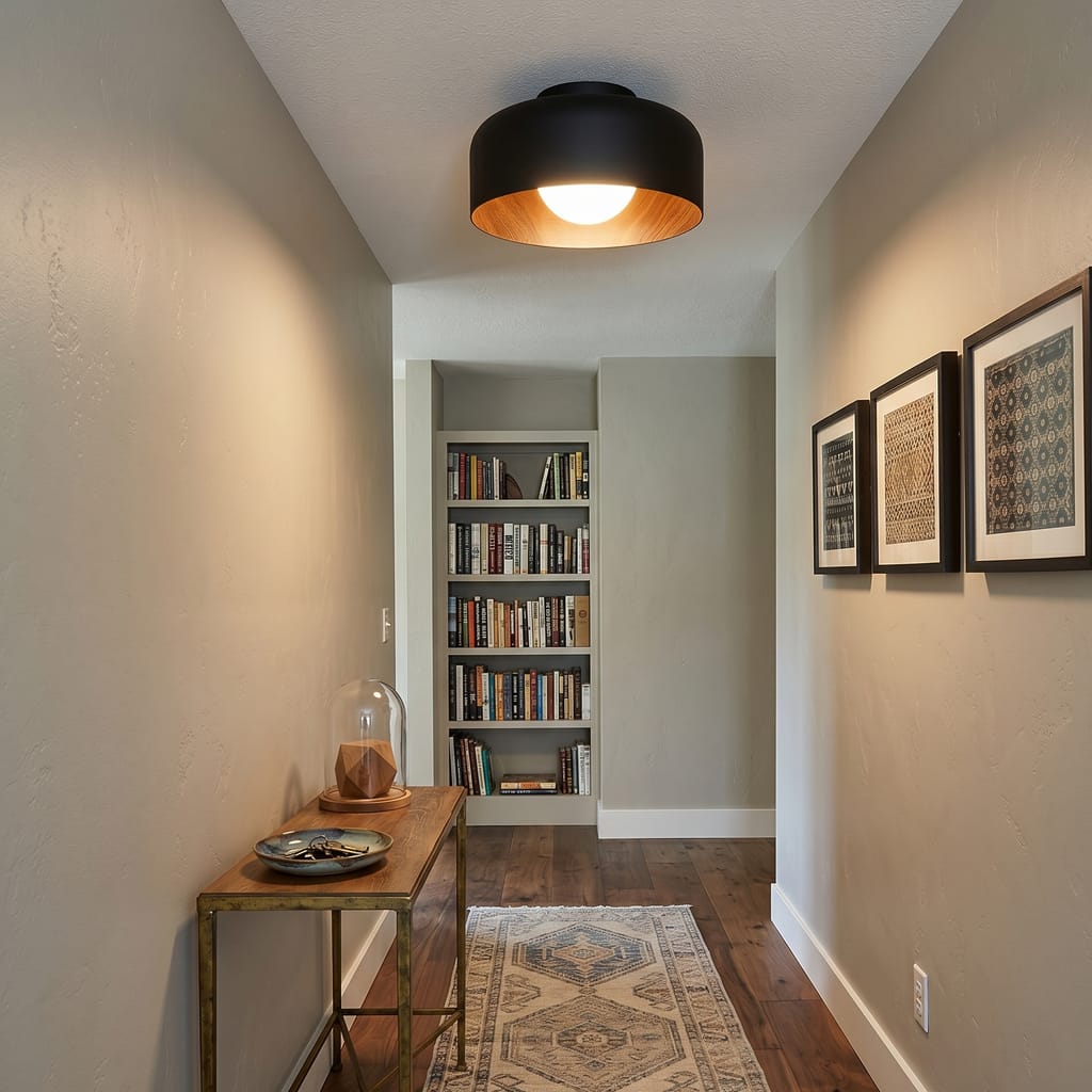 Customer photo review of Ceiling Light, White Glass Globe, Wood Grain, G9 Hardwired
