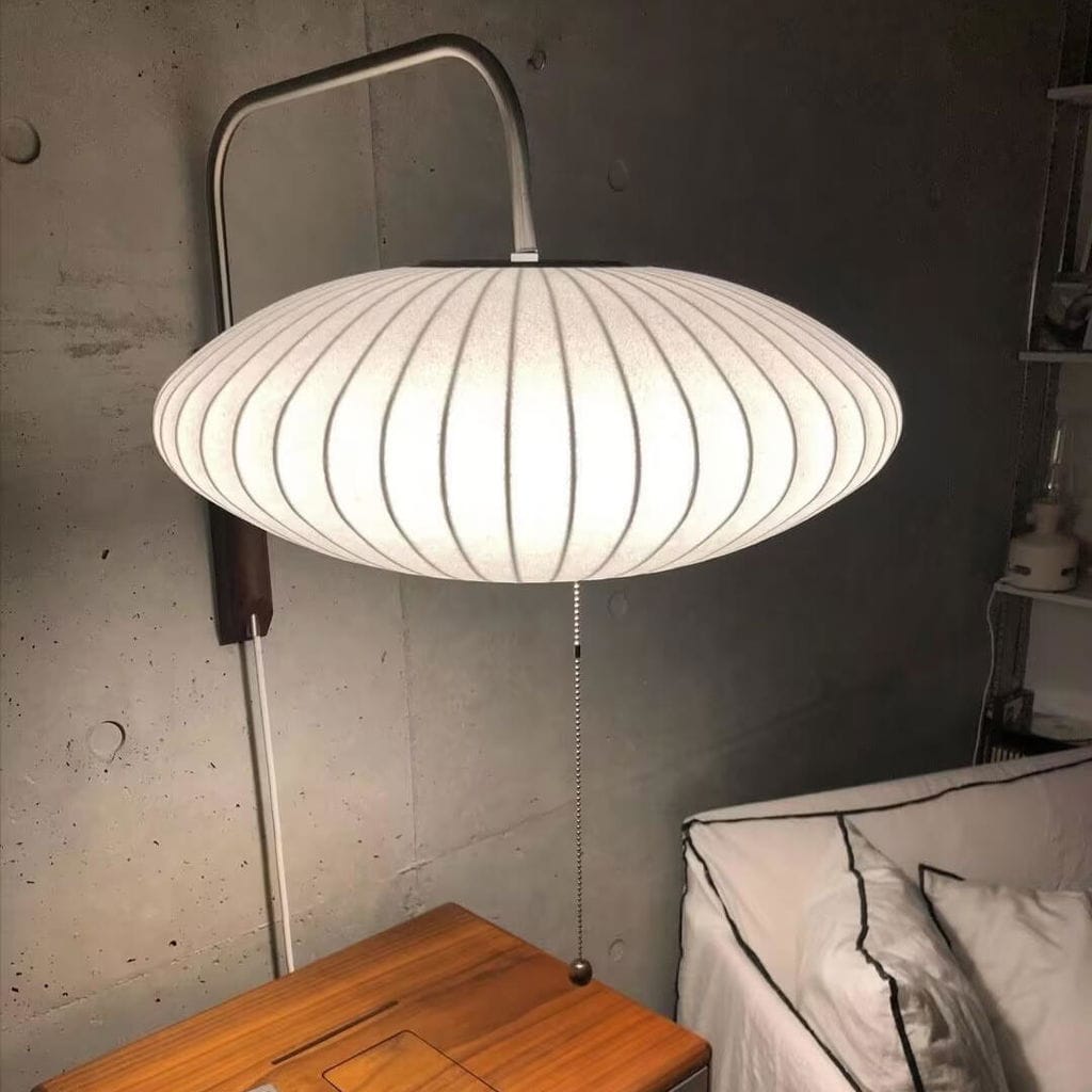 Customer photo review of Wall Sconce, White Polymer Shade, Walnut & Chrome, Swivel Plug-In E26