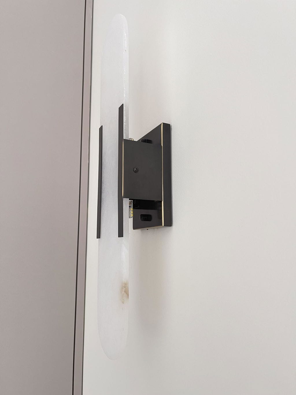 Customer photo review of Wall Sconce, Melange Alabaster Stone & Brass, G4, Hardwired