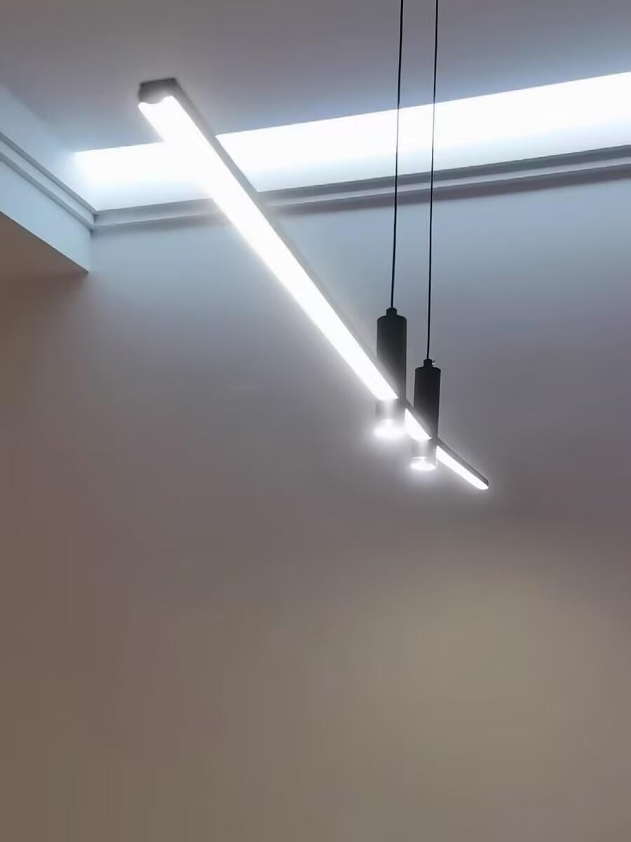 Customer photo review of Linear Bar Pendant Light, Black or Gold, Integrated LED, Dimmable