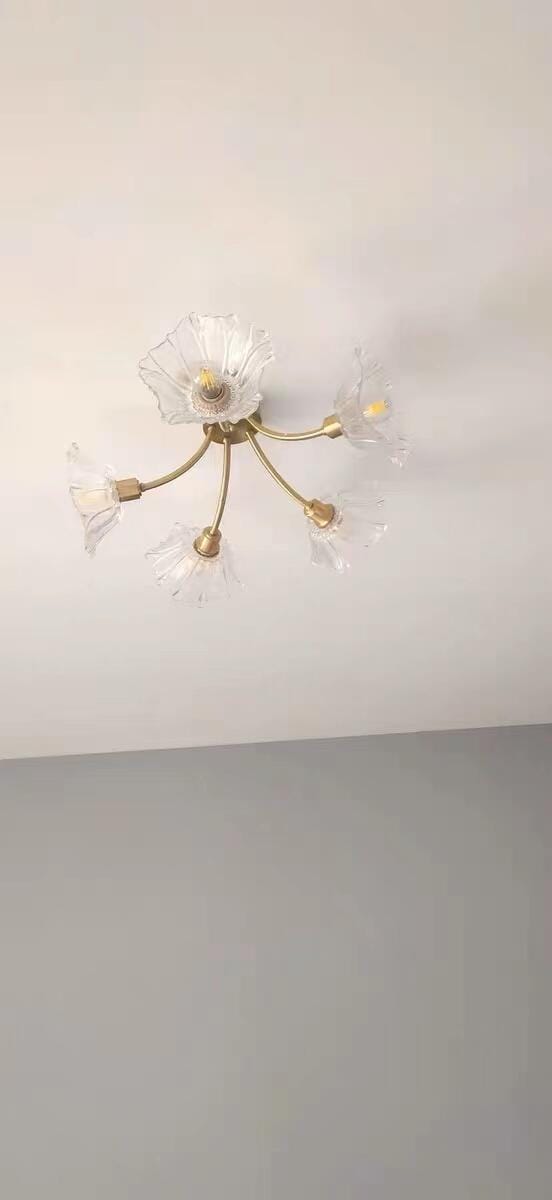 Customer photo review of Ceiling Light, Frosted Leaf Glass Shades, Gold, E27, Lotus Leaf