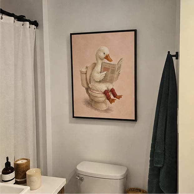 Customer photo review of Funny Duck Bathroom Canvas Wall Art