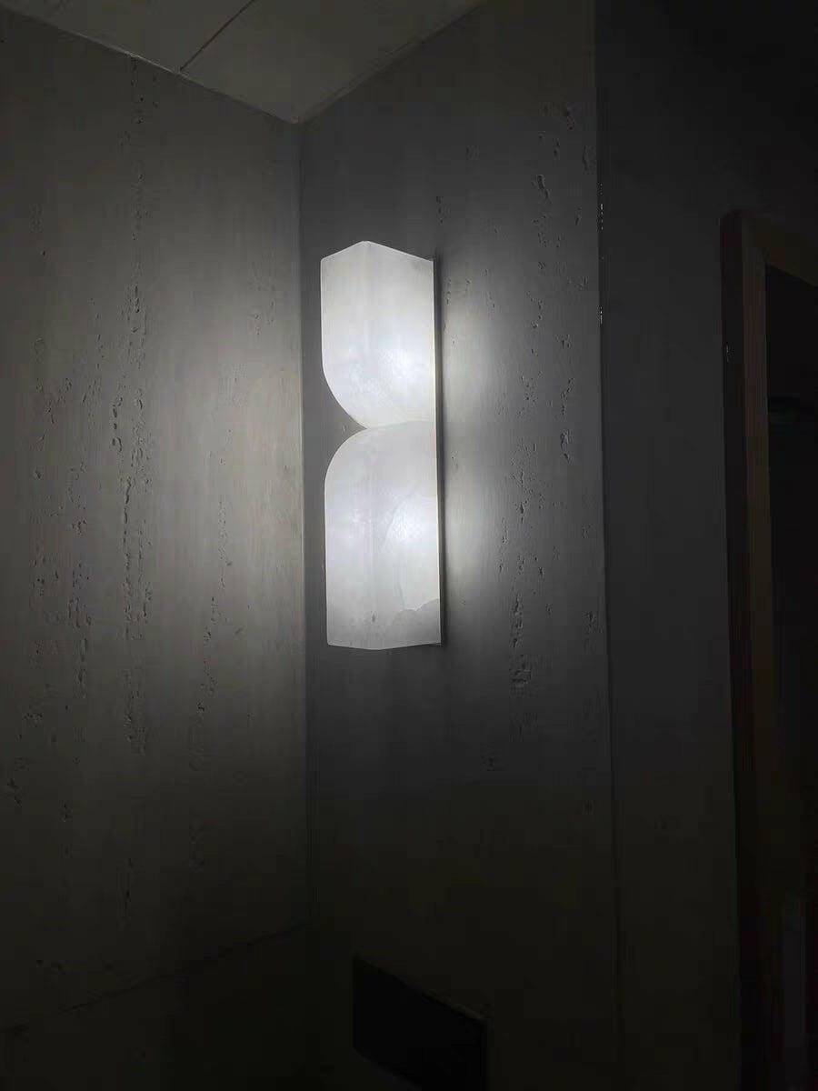 Customer photo review of Wall Sconce, Solid Carved Alabaster, Integrated LED, Dimmable