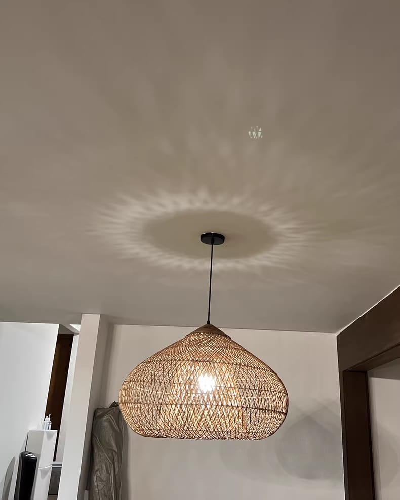 Customer photo review of Rattan Pendant Light, Handwoven Shade, Wood Body, E27