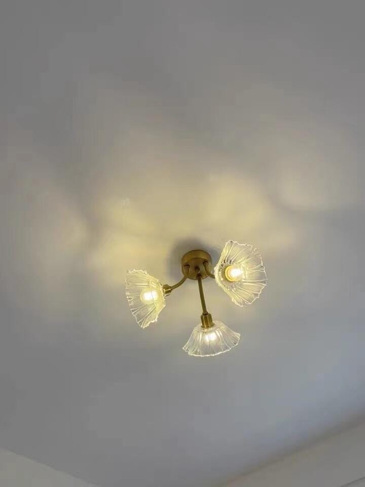 Customer photo review of Ceiling Light, Frosted Leaf Glass Shades, Gold, E27, Lotus Leaf