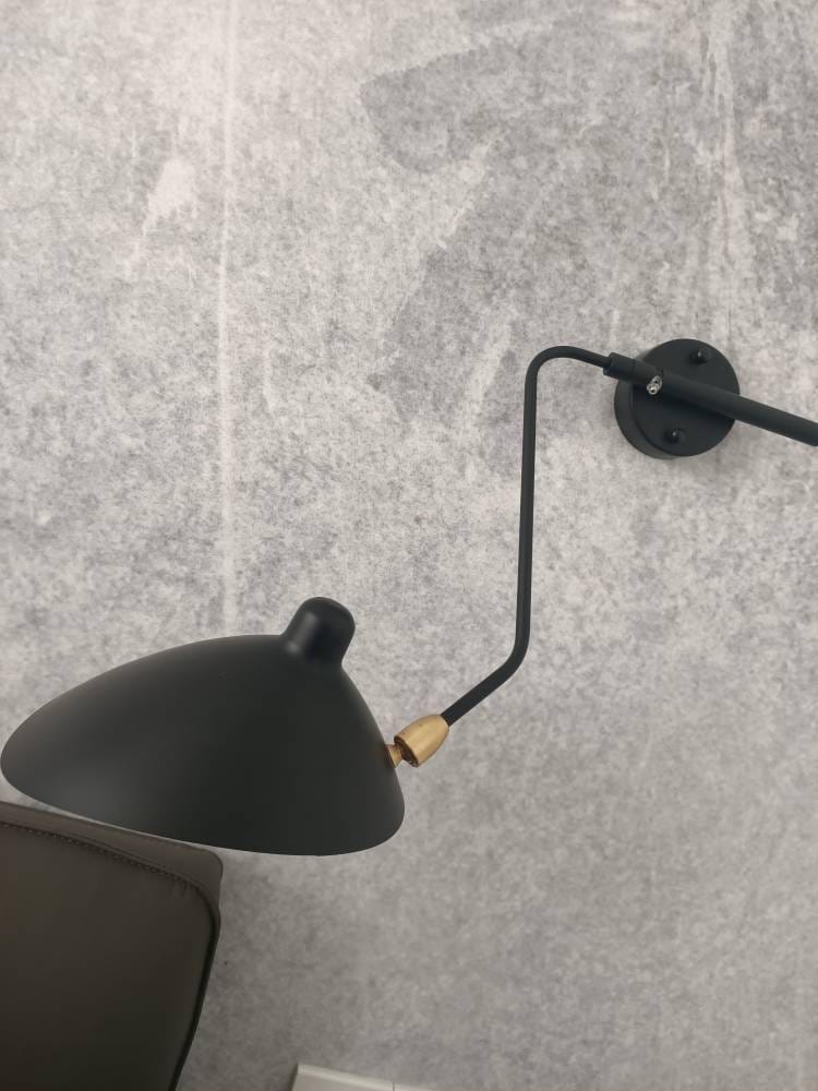 Customer photo review of Wall Sconce, Spider Long-Arm, Rotating Shade, Metal and Brass, E26 / E27