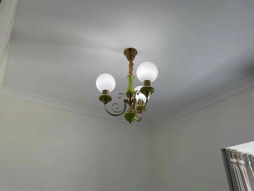 Customer photo review of Onyx Chandelier, White Glass Shades, Gold Finish, E26/E27, 3 to 8 Heads