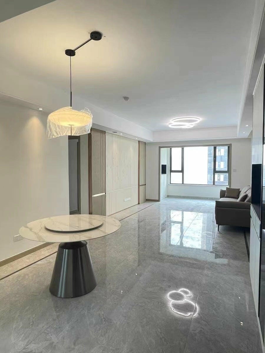 Customer photo review of Opal Disc Pendant Light, Opalescent Shade, Black or White, E26/E27