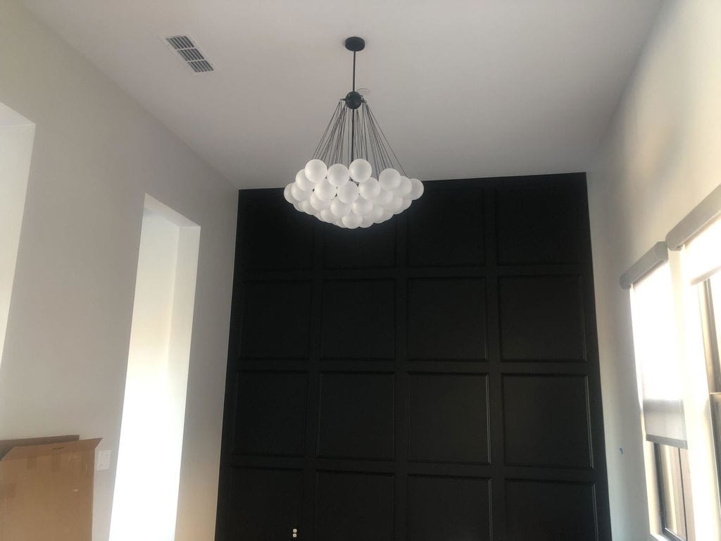 Customer photo review of Bubble Chandelier, Hand-Frosted Glass Globes, Gold or Black, E27