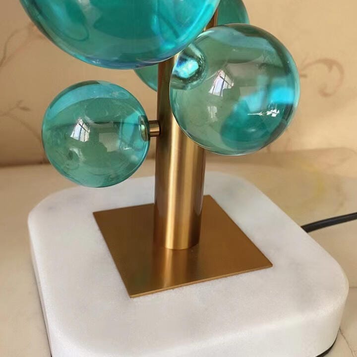 Customer photo review of Globo Table Lamp, Glass Spheres, White Marble Base, Gold Stem, E27
