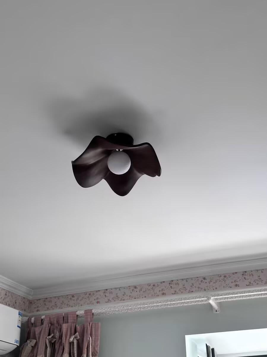 Customer photo review of Flush Mount Ceiling Light, Wood-Grain Leaf Shade, White, G9, Lotus