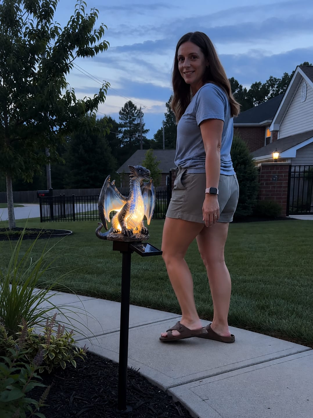 Customer photo review of Solar Dragon Garden Figure with LED Light
