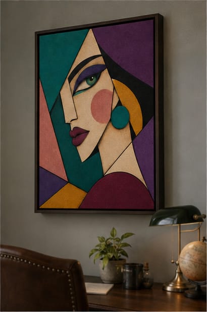Customer photo review of Abstract Geometric Woman Canvas Wall Art