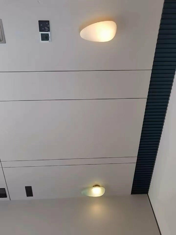 Customer photo review of Wall Lamp, Pebble Hand-Blown Glass Shade, Integrated LED, Models A-D