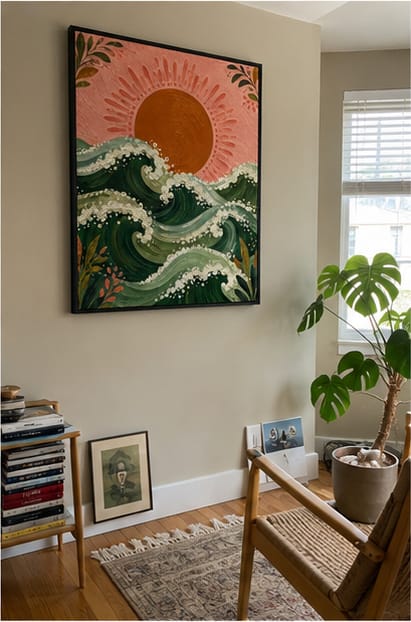 Customer photo review of Ocean Waves Sunset Canvas Wall Art