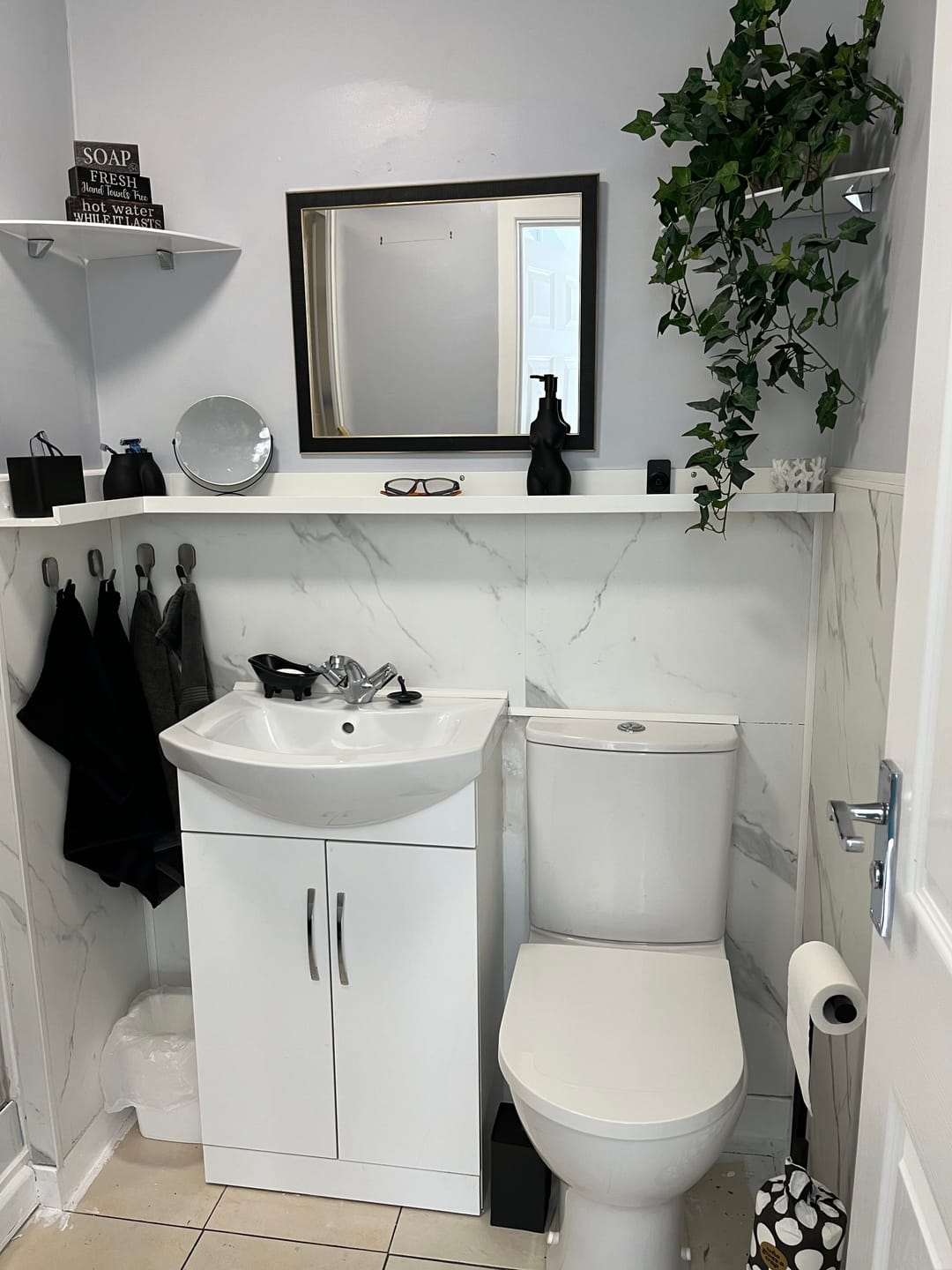 Customer photo review of 10mm Carrara Marble Matt Shower Panel 1M x 2.4M