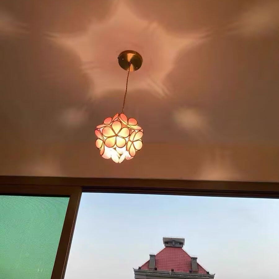 Customer photo review of Glass Petal Pendant Light, Handblown Shade, Brass Fitting, E26/E27